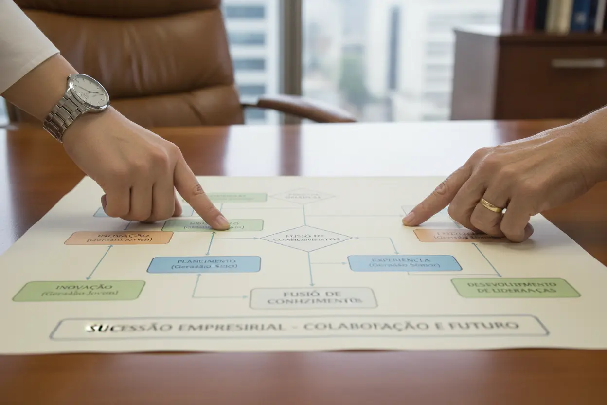Gráfico de fluxo detalhando a sucessão empresarial.