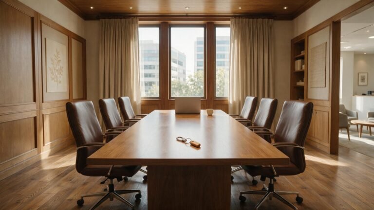 Sala de reunião para análise de contrato de franquia e direitos do franqueado.