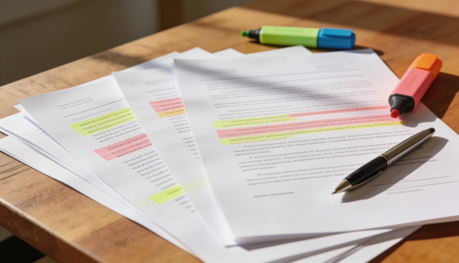 Documentos e contratos empresariais organizados para revisão jurídica