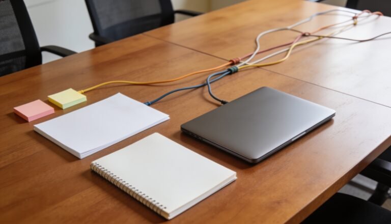 Mesa de trabalho organizada para mapeamento de dados pessoais na empresa