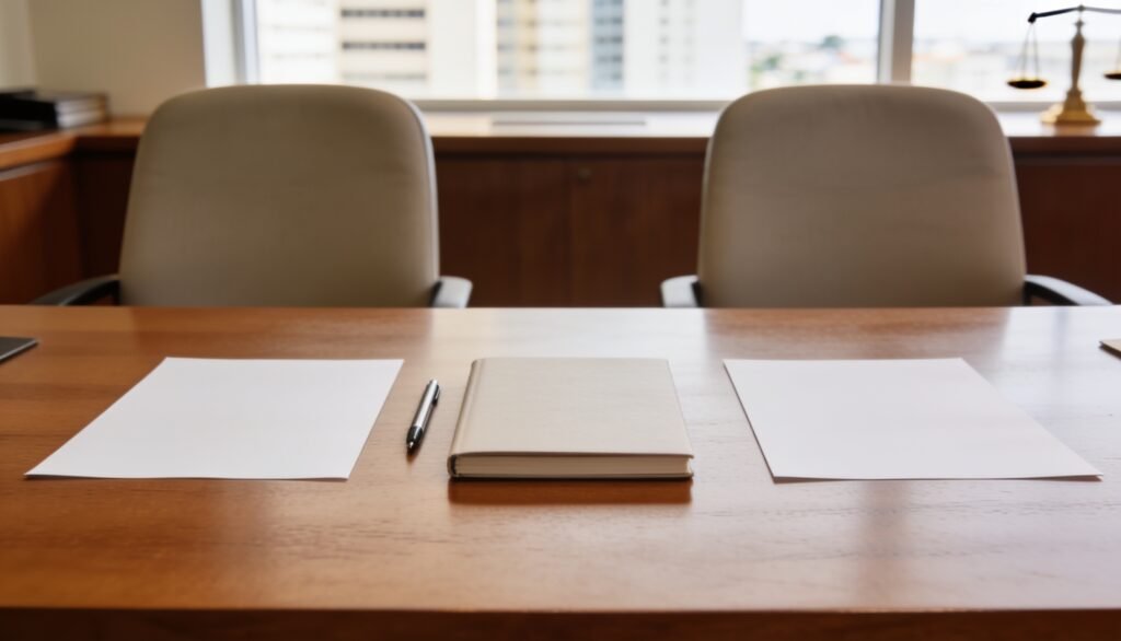 Mesa organizada para análise de período de experiência e rescisão antecipada