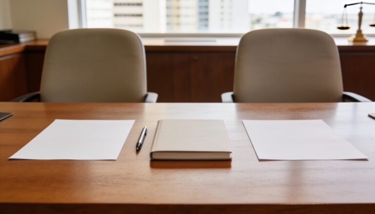 Mesa organizada para análise de período de experiência e rescisão antecipada
